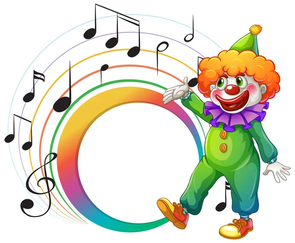 Leuke Clown Met Blanco Muzieknoot Sjabloon Illustratie — Stockvector
