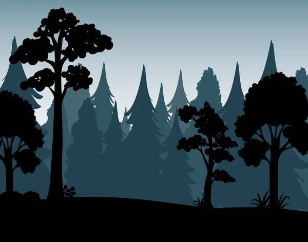 Silhouette Ombre Scène Forestière Illustration — Image vectorielle