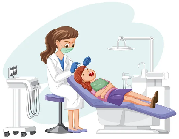 Dentysta Badający Zęby Pacjenta Ilustracja — Wektor stockowy
