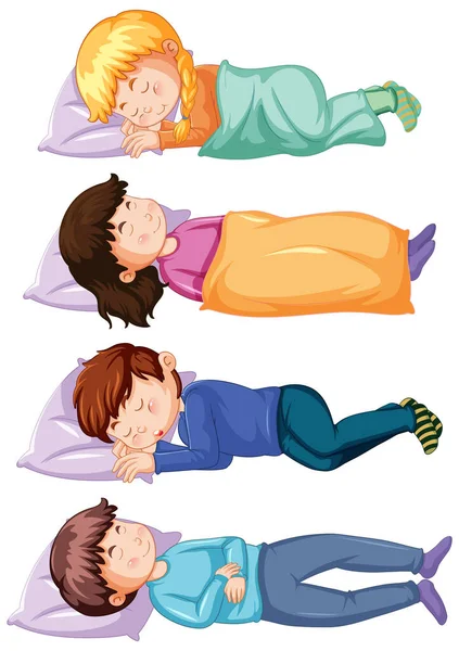 Набор Детей Спящих Полу Иллюстрации — стоковый вектор