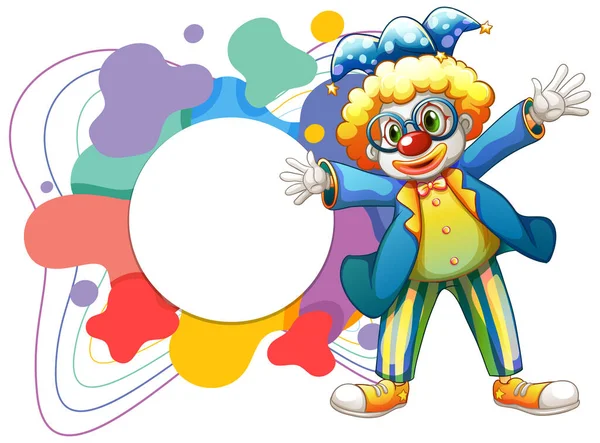 Netter Clown Mit Leeren Bunten Rahmen Banner Illustration — Stockvektor