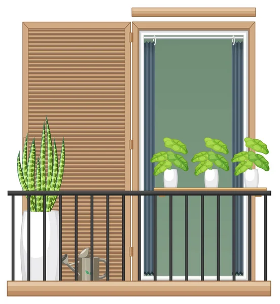 Balcony Apartment Building Facade Illustration — Stock Vector