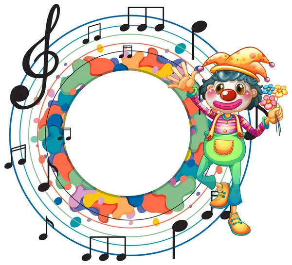 Söt Clown Med Blank Musik Mall Illustration — Stock vektor