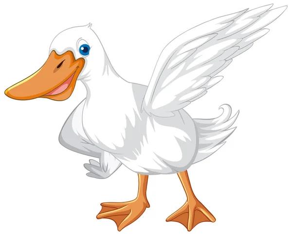 Canard Blanc Personnage Dessin Animé Sur Fond Blanc Illustration — Image vectorielle