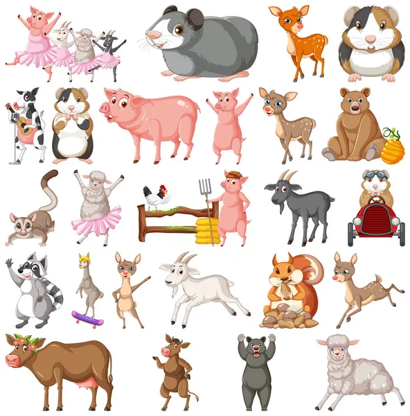 Set Different Kids Animals Illustration — Stock Vector