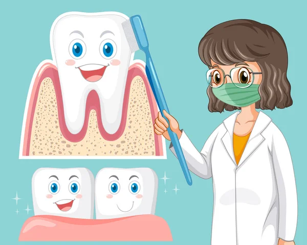 Dentista Escovação Dentes Fundo Azul Claro Ilustração Gráficos Vetores