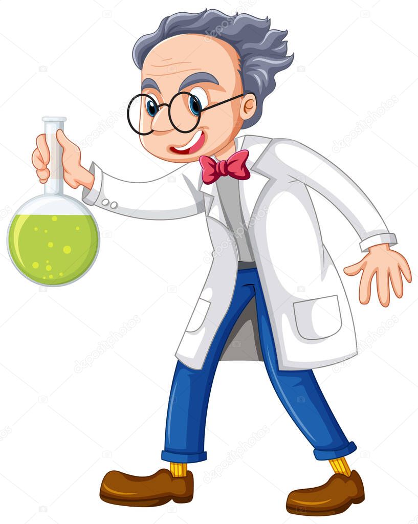 A chemist holding beaker on white background illustration