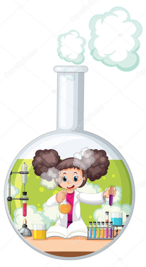 A scientist experiment in the test tube illustration