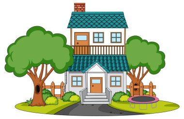 Doodle House çizgi film tasarımı illüstrasyonu