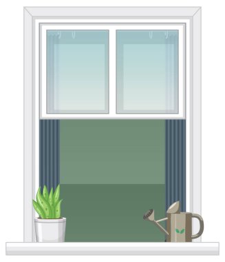 Apartman binası veya ev cephesi illüstrasyonu için pencere