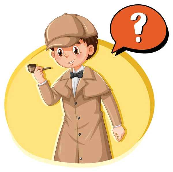 Detective Looking Clues Template Illustration — Stock Vector