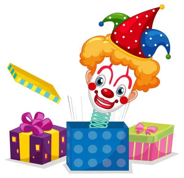 Clown Jack Doos Speelgoed Illustratie — Stockvector