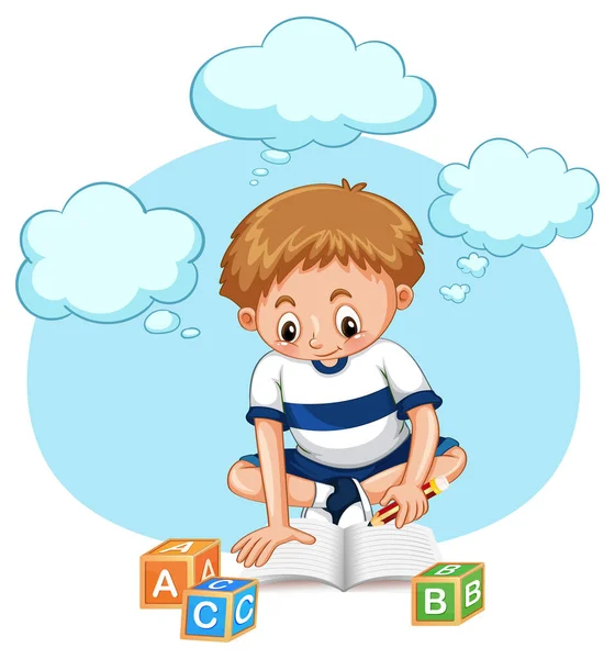 Kid Doing Homework Speech Bubble Illustration — Stock Vector