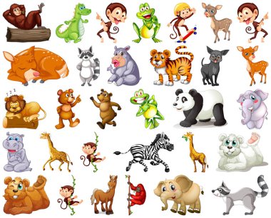 Hayvan karikatür karakter resimde kümesi