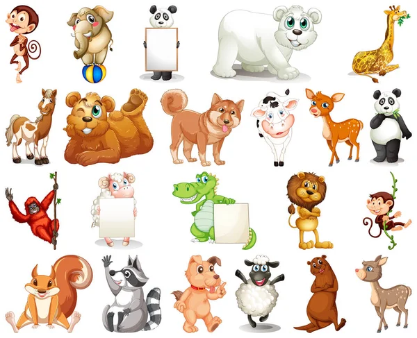 Ensemble Illustration Personnage Dessin Animé Animal — Image vectorielle