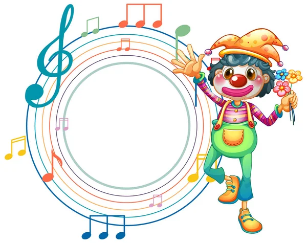 Netter Clown Mit Leerer Notenvorlage Illustration — Stockvektor