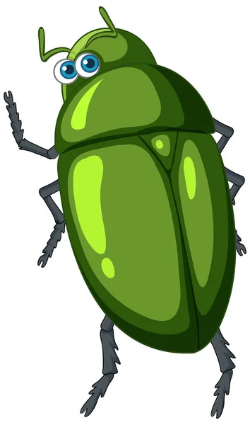 Green Beetle Cartoon Character Isolated Illustration — Stock Vector