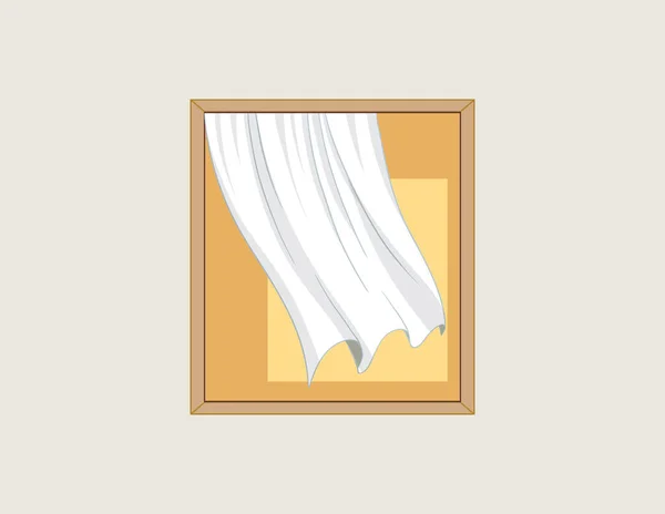シンプルな窓と白いカーテンのイラスト — ストックベクタ