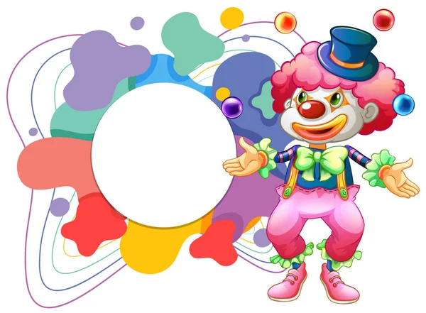 Söt Clown Med Blank Färgglad Ram Banner Illustration — Stock vektor