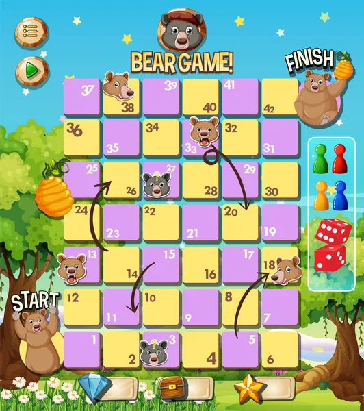 Sebuah Tangga Ular Beruang Templat Permainan Ilustrasi - Stok Vektor
