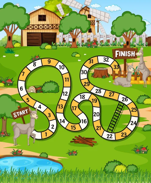 Farm Boardgame Template Illustration — Stock Vector