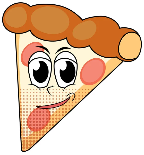 Pizza Tecknad Karaktär Vit Bakgrund Illustration — Stock vektor