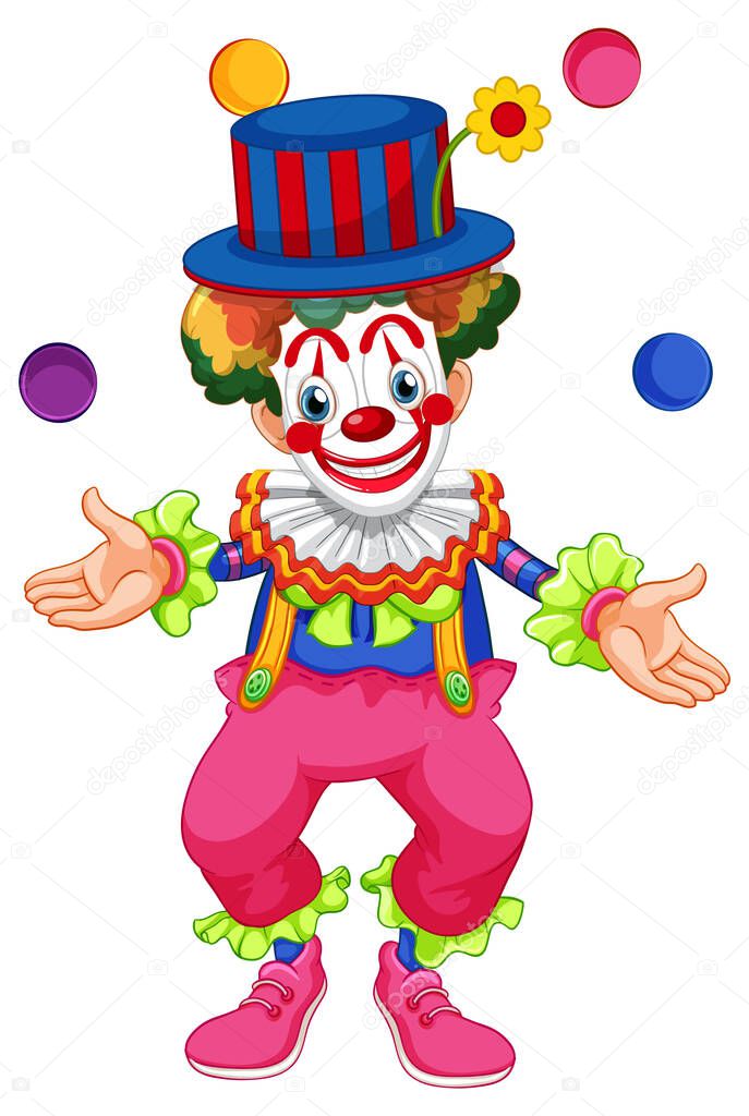 Colourful clown cartoon character illustration