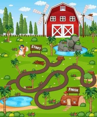 Bir çiftlik oyunu şablonu çizimi