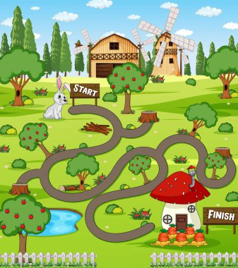 Bir çiftlik oyunu şablonu çizimi