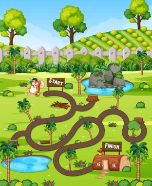 Bir sincap labirent oyunları şablon çizimi