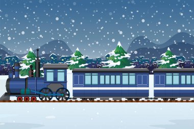 Buharlı lokomotif tren resimli açık hava sahnesi