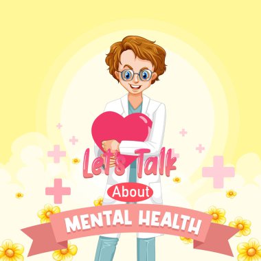 Konuşma zihinsel sağlık illüstrasyonu için poster tasarımı