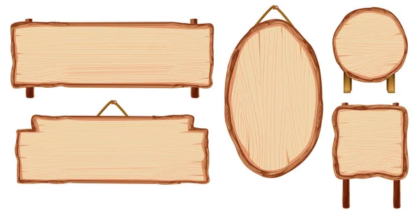Zestaw Różnych Drewnianych Tablic Znamionowych Ilustracji — Wektor stockowy