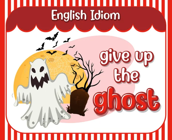 English Idiom Picture Description Give Ghost Illustration — Stockvektor