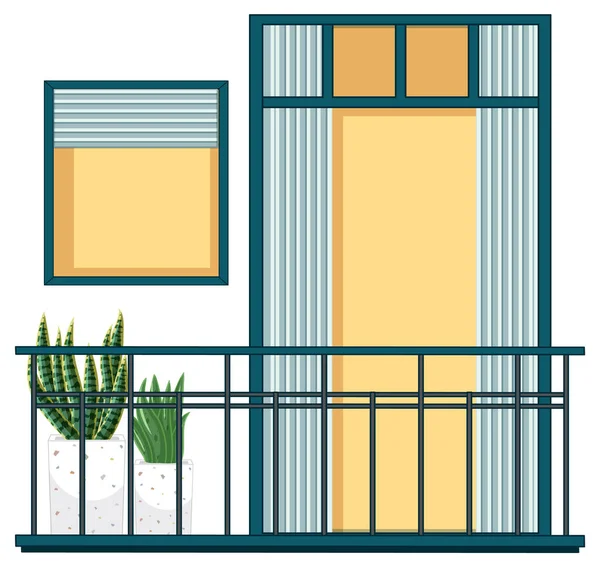 Balkon Budynku Mieszkalnego Elewacji Ilustracji — Wektor stockowy