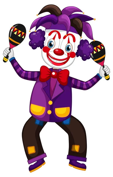 Färgglada Clown Tecknad Karaktär Illustration — Stock vektor