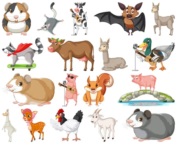 Ensemble Différents Types Animaux Illustration — Image vectorielle