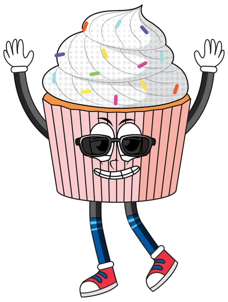Personagem Desenho Animado Cupcake Fundo Branco Ilustração — Vetor de Stock