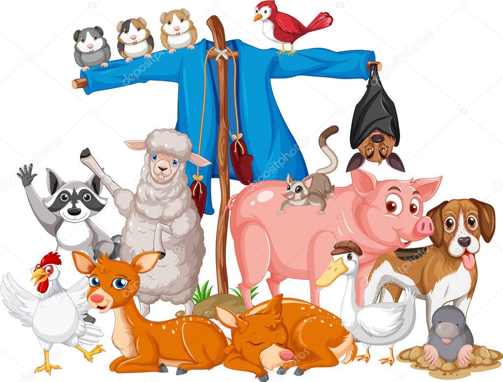 Different types of farm animals illustration