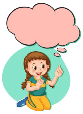 Çağrı illüstrasyonuyla düşünen bir kız.