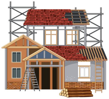 Ev inşaatı konsepti çizimi