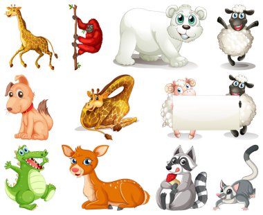 Hayvan karikatür karakter resimde kümesi