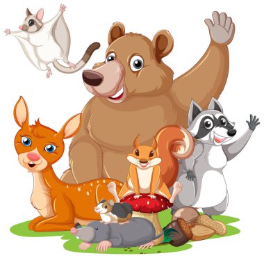 Birçok hayvan el sallıyor.