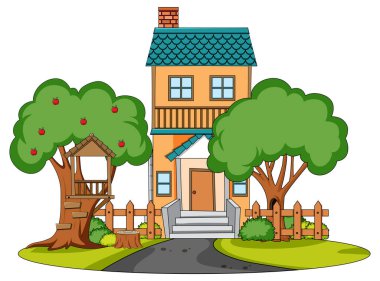 Doodle House çizgi film tasarımı illüstrasyonu