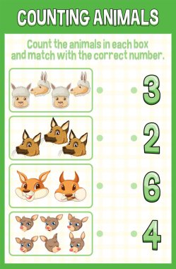 Eğlenceli hayvan pano oyunu şablonu çizimi