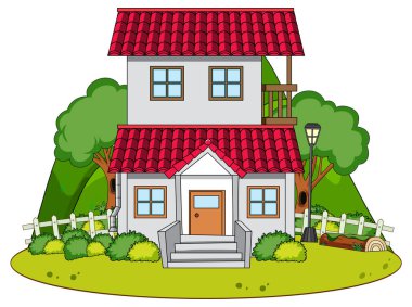 Doğa arka plan illüstrasyon basit bir evde
