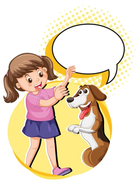 イラスト付きの女の子と犬 — ストックベクタ