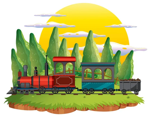 Train Avec Illustration Scène Naturelle — Image vectorielle