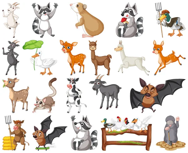 Set Different Kinds Animals Illustration — Stock Vector