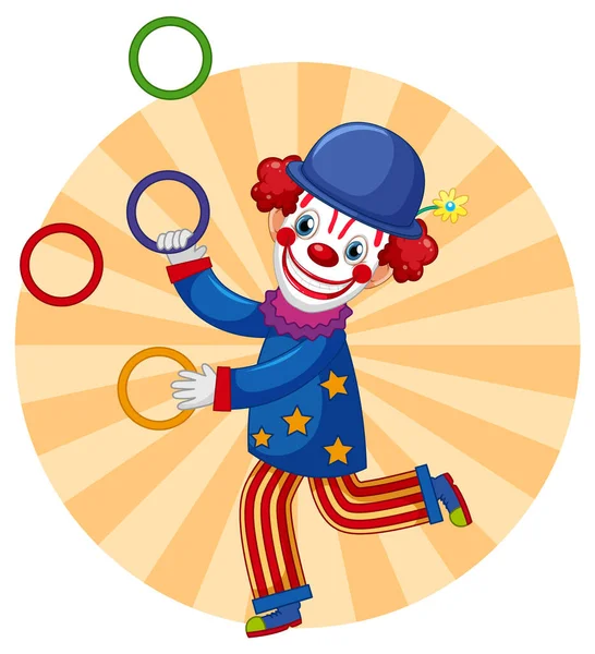 Clown Cartoon Colourful Character Illustration — Stock Vector